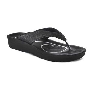 Aerothotic Womens Orthotic Comfort Thong Sandals Crystal Black Size 6 NEW